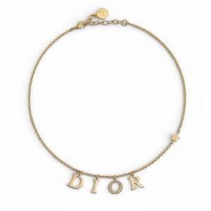DIOR DIO(R)EVOLUTION GOLD-TONE CRYSTAL LETTER NECKLACE
